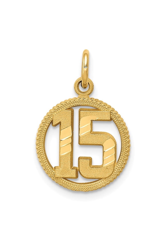 14k Yellow Gold #15 Circle Pendant