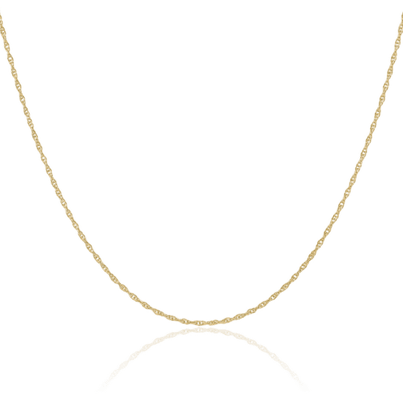 14K Solid Yellow Gold 1.15mm Cable Rope Chain Twisted Link Necklace