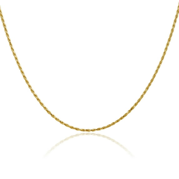 14K Solid Yellow Gold 1.5mm Rope Chain Twisted Link Necklace