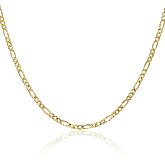 14K Solid Yellow Gold 2.5mm Figaro Link Chain Necklace