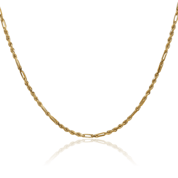 14K Solid Yellow Gold 2.5mm Milano Rope Chain Twisted Link Necklace 16 inch