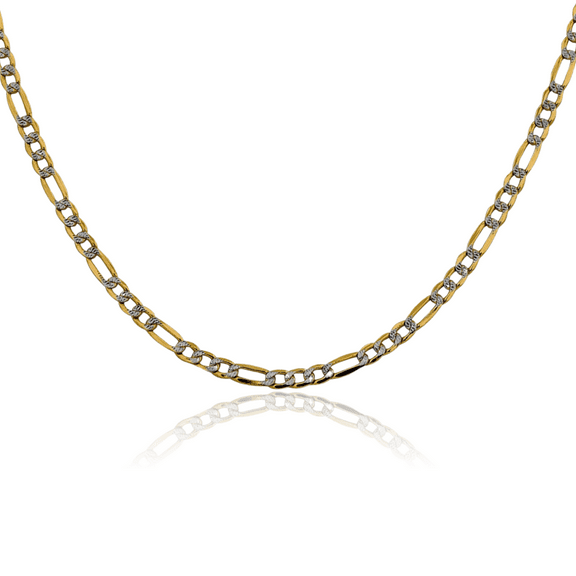 14K Solid Yellow Gold 3.2mm Figaro Link Chain Necklace 16 inch