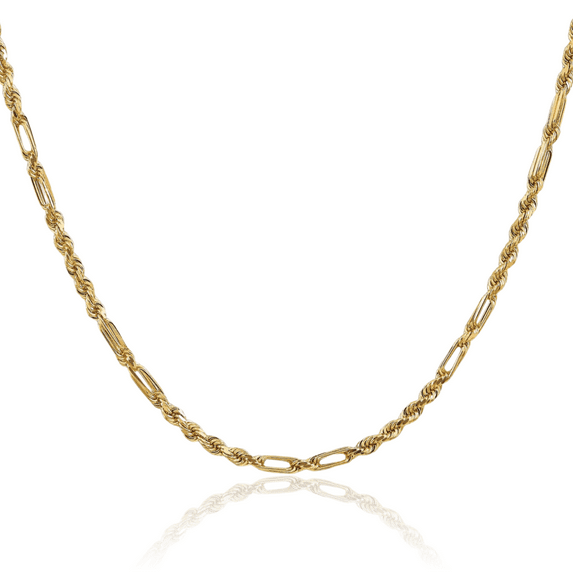 14K Solid Yellow Gold 3mm Milano Rope Chain Twisted Link Necklace