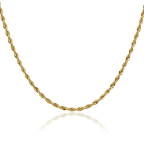 14K Solid Yellow Gold 3mm Rope Chain Twisted Link Necklace