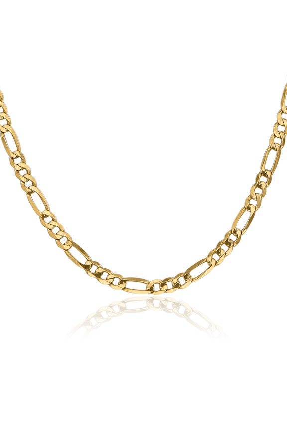 14K Solid Yellow Gold 4.75mm Figaro Link Chain Necklace