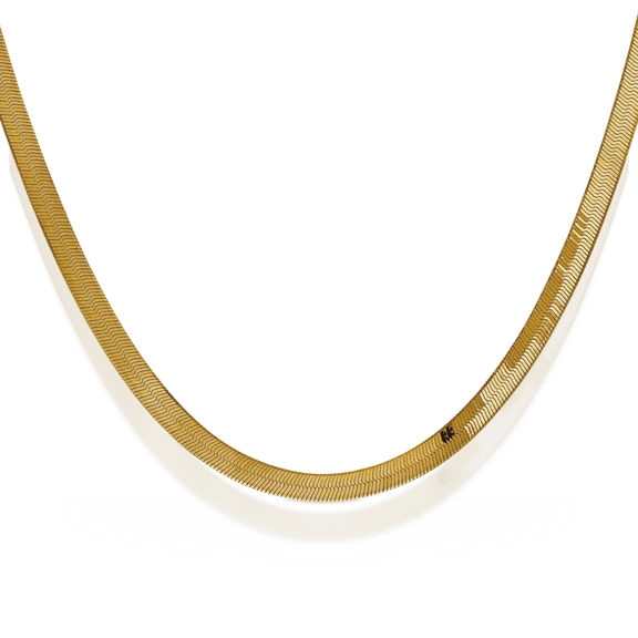 14K Solid Yellow Gold 4mm Herringbone Chain Necklace