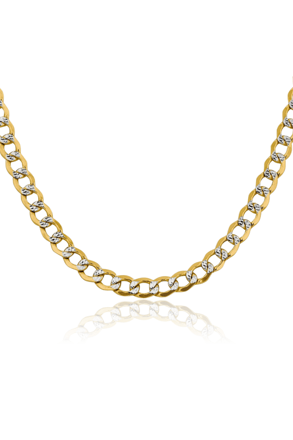 14K Solid Yellow Gold 6.75mm Curb Link Chain Necklace 16 inch