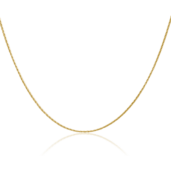 14K Solid Yellow Gold 0.7mm Round Parisian Spiga Wheat Link Chain Necklace