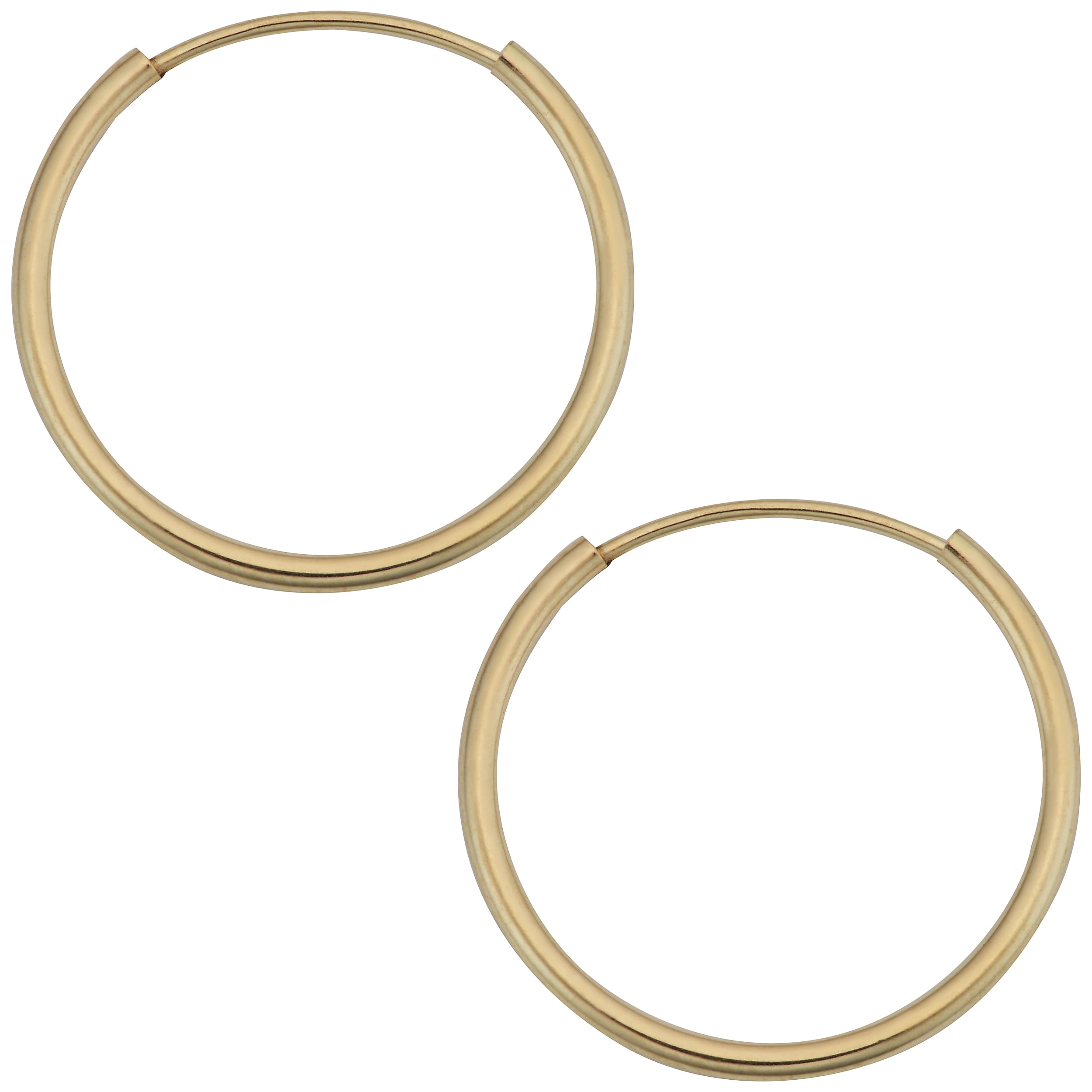 KoolJewelry 14k Yellow Gold 16 mm Round Tube Endless Hoop Earrings