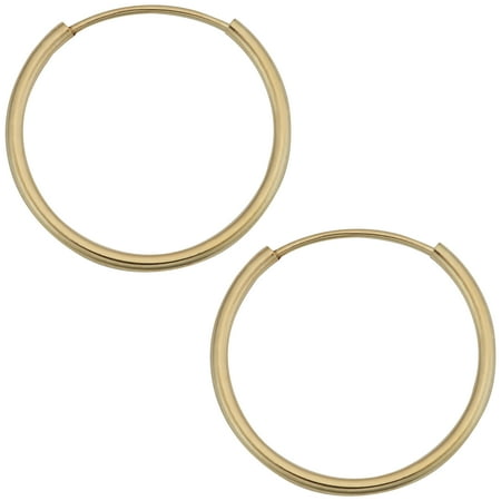 KoolJewelry 14k Yellow Gold 16 mm Round Tube Endless Hoop Earrings
