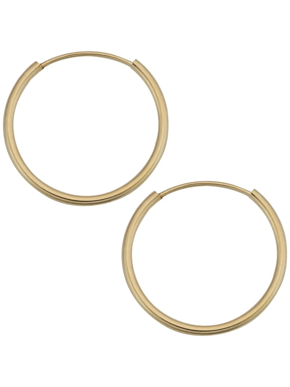 KoolJewelry 14k Yellow Gold 16 mm Round Tube Endless Hoop Earrings