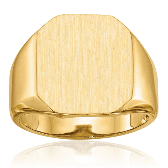 14K Solid Yellow Gold Mens Custom Engraved Signet Ring Handmade Personalized Monogram Initial Letter Band