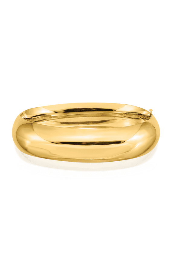 14K Solid Yellow Gold Hinged Bangle Bracelet - 8 inch - Polished Women's
