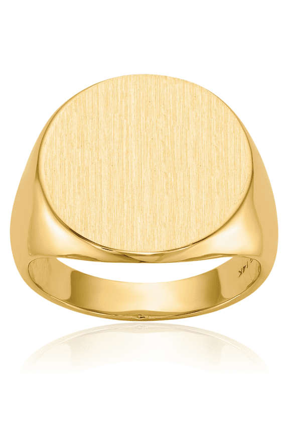 14K Solid Yellow Gold Mens Custom Engraved Signet Ring Handmade Personalized Monogram Initial Letter Band