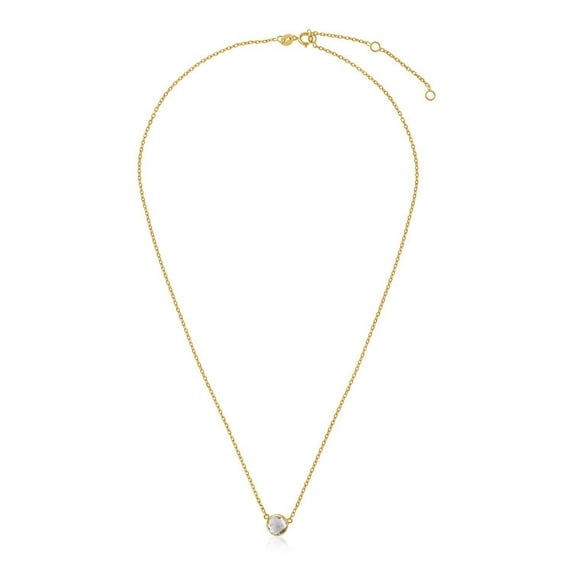 14k Yellow Gold 17 inch Necklace with Round White Topaz 17 in