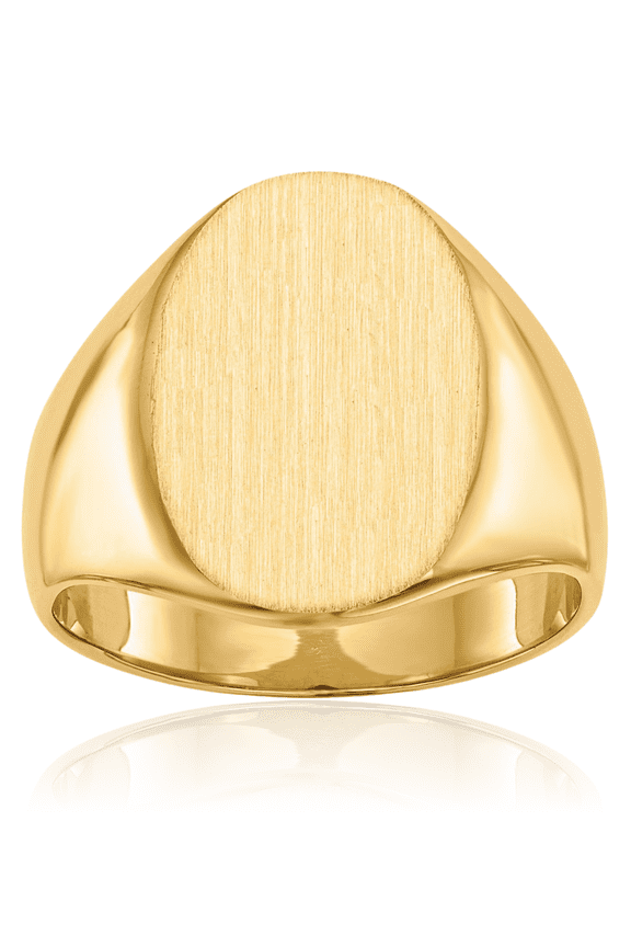 14K Solid Yellow Gold Mens Custom Engraved Signet Ring Handmade Personalized Monogram Initial Letter Band