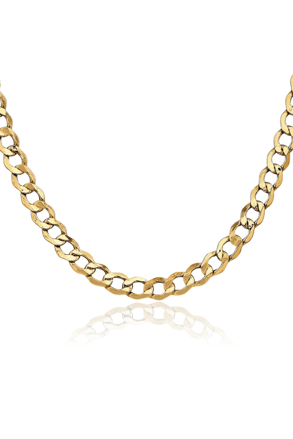14K Solid Yellow Gold 6.5mm Curb Link Chain Necklace