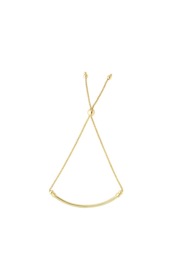 14k Yellow Gold 1mm Diam-cut Rnd Wheat Bracelet Curved Bar Element Draw String Element - 9.25 Inch