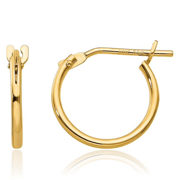 14K Solid Yellow Gold 1mm Huggie Mini Hoop Earrings
