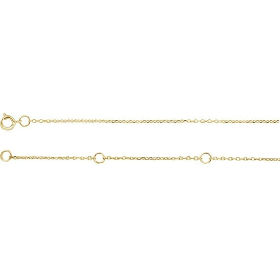 14k Yellow Gold 1mm Necklace - 16-18 Inch Polished Sparkle-Cut Cable Chain With Spring Ring