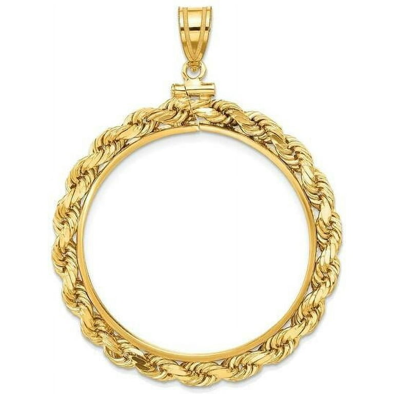 14k Yellow Gold 1oz American Eagle Coin 4mm Rope 32.7mm Screw Top