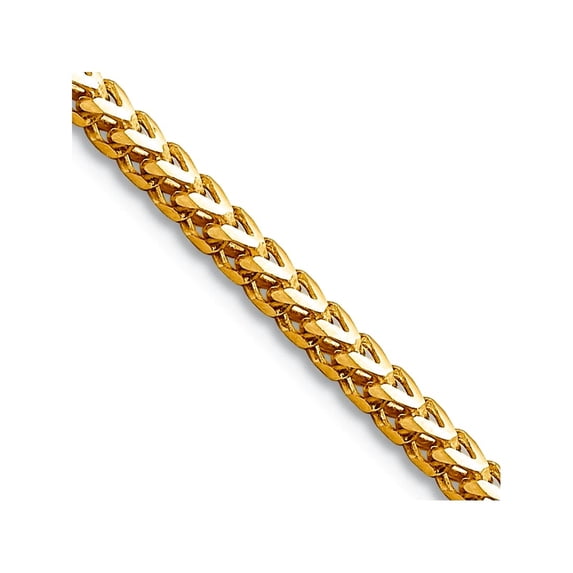 14k Yellow Gold Solid Polished 2.0mm Franco Chain Necklace 16 Inch Lobster Claw Chain Necklace for Women and Men