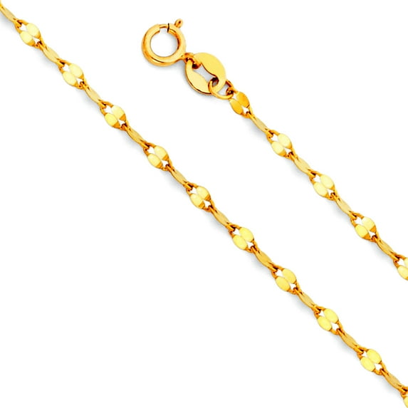 14k Yellow Gold 2.0mm Twist Mirror Chain Necklace 20 Inch Chain Necklace for Women and Men
