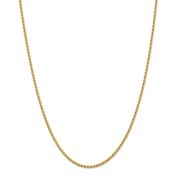 14k Yellow Gold 2.25mm Solid Plain Rope Chain w/ Lobster Clasp 18"