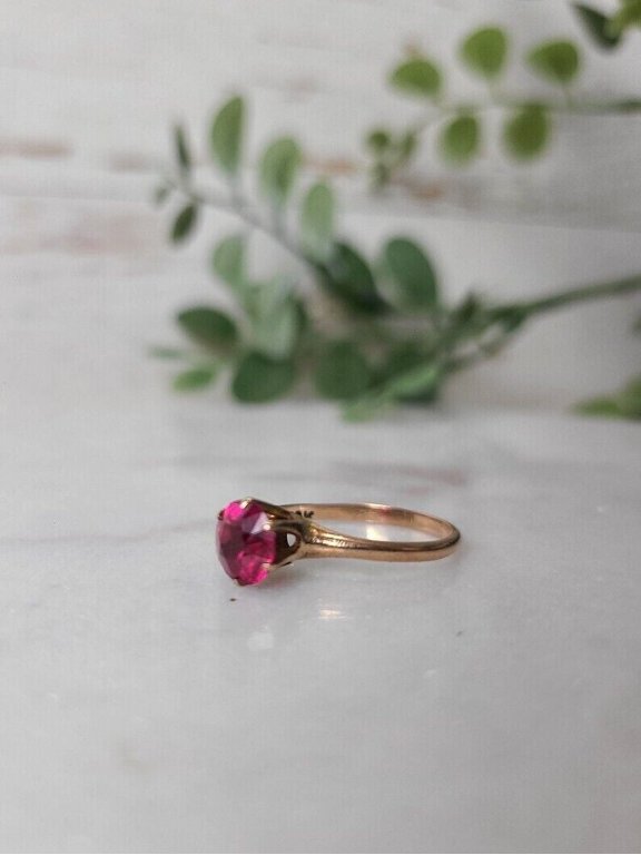 Arenagemsjewellery 14k Yellow Gold 2.45ct Natural Round Cut Ruby Gemstone Thin Band Wedding Ring