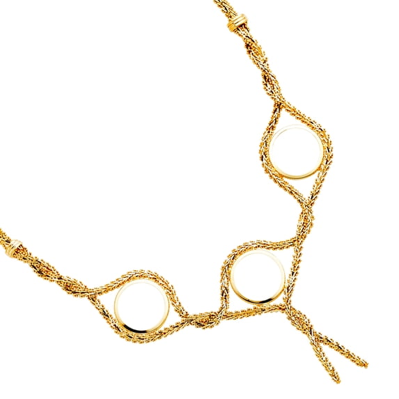 14k Yellow Gold 2.5 Pesos 3pcs Bola Necklace Pendant Necklace for Women - 19.6 Grams