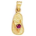 thumbnail image 1 of 14k Yellow Gold 2.5mm Dark-Pink Sandal Pendant, 1 of 2