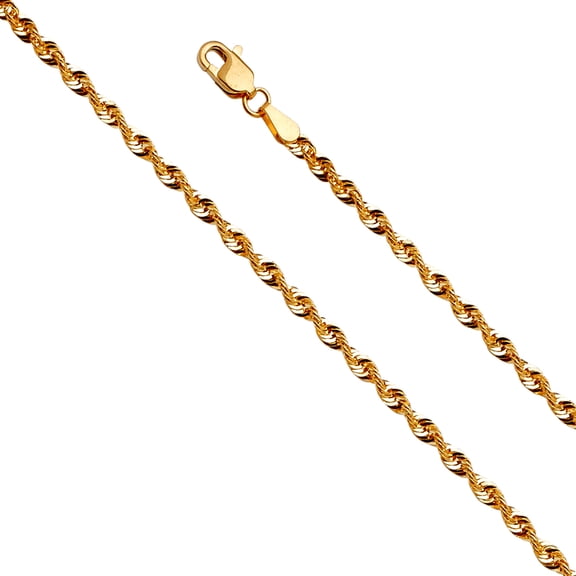 14k Yellow Gold 2.5mm French Hollow Rope Necklace 20 Inch Pendant Necklace for Women - 3.4 Grams