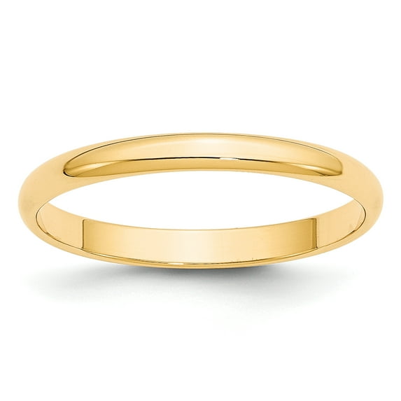 14k Yellow Gold 2.5mm Lightweight Half Round Band Size 13.5