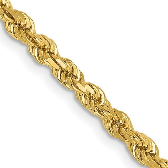 14k Yellow Gold Lobster Claw Closure 2.75mm Sparkle Cut Rope Chain Bracelet 7 Inch - Link Bracelet for Women and Men