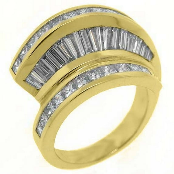 14k Yellow Gold 2.78 Carats Princess & Baguette Cut Diamond Wedding Band