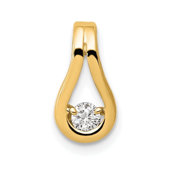14k Yellow Gold 2.8mm A Diamond Teardrop Shape Slide Pendant Charm