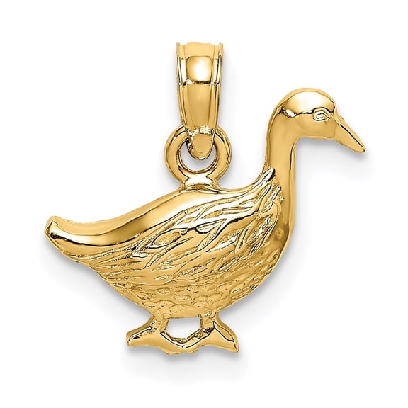14k Yellow Gold 2-D Goose Charm Pendant Fine Jewelry For Women Gifts For Her