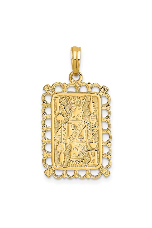 14k Yellow Gold 2-D King Playing Card Charm Pendant Fine Jewelry For Women Gifts For Her