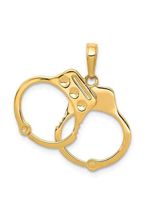 14k Yellow Gold 2-Piece Handcuffs Charm Pendant