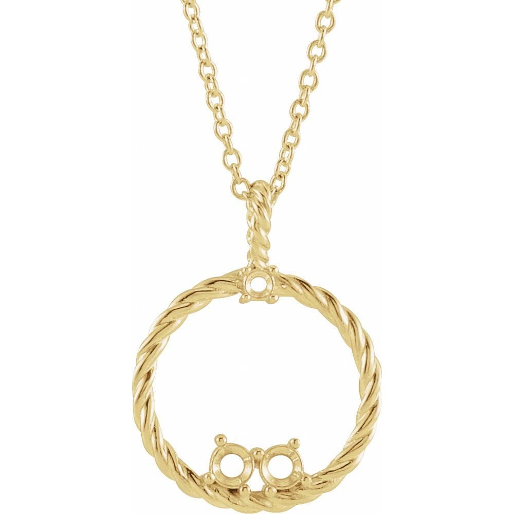 14k Yellow Gold Two-Stone Circle Family Freeform Bypass Necklace