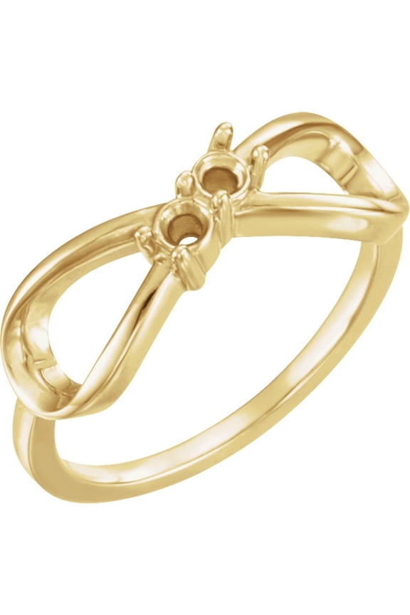 14k Yellow Gold 2 Two-Stone Infinity-Inspired Family Fashion Ring Fine Jewelry For Women Gifts For Her (Mounting Only, Not All Stones Included), Size 7