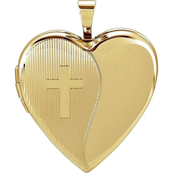 14k Yellow Gold 20.5x19mm Polished Locket With Religious Faith Cross Locket Necklace for Women