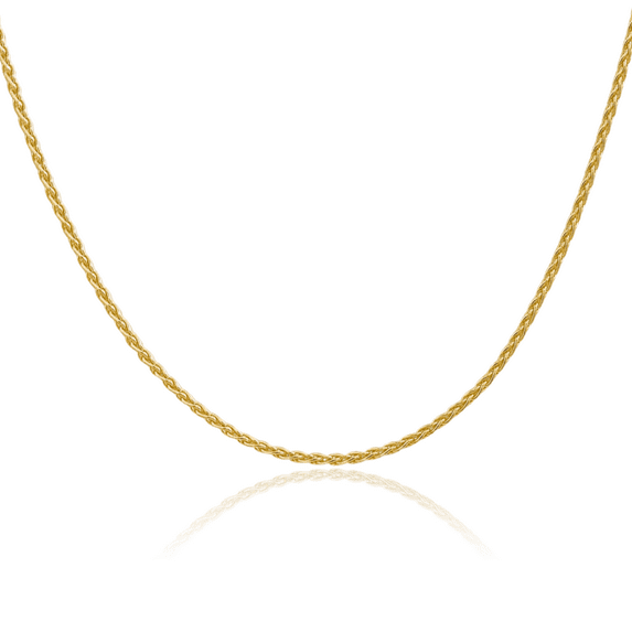 14K Solid Yellow Gold 1.75mm Parisian Spiga Wheat Link Chain Necklace