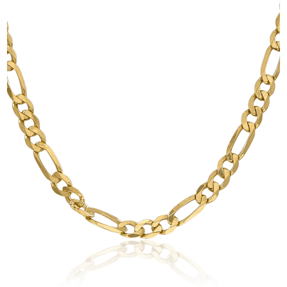 14K Solid Yellow Gold 6.25mm Figaro Link Chain Necklace