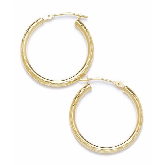 14k Yellow Gold 22mm Round Hoop Earrings