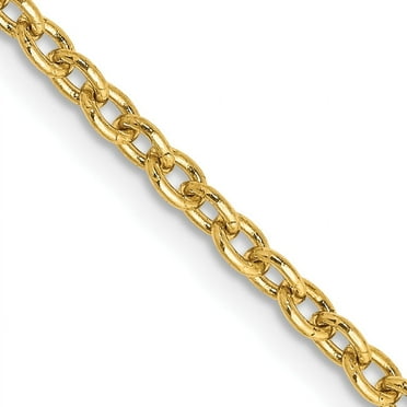 14k Yellow Gold 24 Inch 2.4mm Round Link Cable Lobster Clasp Chain Necklace Pendant Charm Fine Jewelry For Women Gifts For Her