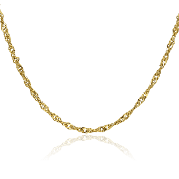 14K Solid Yellow Gold 2.75mm Singapore Chain Necklace