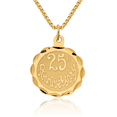thumbnail image 1 of 14K Solid Yellow Gold 25th Anniversary Disc Necklace Chain Pendant Charm, 1 of 8