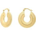 thumbnail image 1 of 14k Yellow Gold 26.5mm Round Ribbed Hoop Earrings, 1 of 3