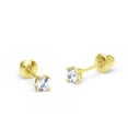 thumbnail image 1 of 14k Yellow Gold 2mm Basket Round Cubic Zirconia Solitaire Children Screw Back Baby Girls Earrings, 1 of 3